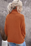 Orange Women's Winter Casual Long Sleeve Turtleneck Solid Color Drop Shoulder Cable Knit Sweater Chunky Sweater LC270200-14