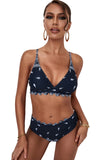 Blue Blue Scallop Trim Paisley Print Bikini Swimwear LC431713-5