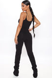 Black Cut-out Stacked Leg Spaghetti Strap Jumpsuit LC643385-2