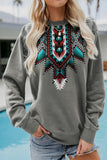 Gray Relaxed Fit Womens Aztec Sweatshirt