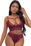 Red Black/Red 2pcs Lace Strappy Bralette Set LC35565-3