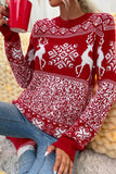 Red Floral Pullover Sweater