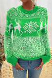 Green Floral Pullover Sweater