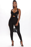 Black Crisscross Sleeveless Top Skinny Leg Jumpsuit LC643384-2