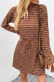Women's Mockneck Chocolate Brown Sweater Dress