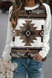 Women's Aztec Graphic White Pullover Sweatshirt