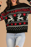 Women's Black Christimas Reindeer Jacquard Crew Neck Sweater