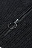 Black Black/Gray/Beige Striped Zipper Knit Sweater LC2721683-2
