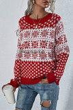 Maglione lavorato a maglia pullover casual con fiocco di neve di Natale da donna