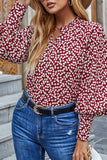 Red Pullover Baloon Sleeve Ditsy Floral Blouse