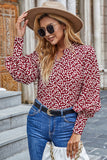 Red Ditsy Floral Blouse
