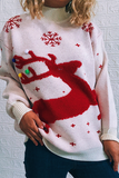 Maglione lavorato a maglia a collo alto con stampa di cervi di Natale