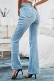 Washed Wide Leg Bell Bottom Jeans