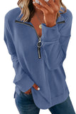 Blue Black/Blue/Green/Pink/Gray Zip Pullover Long Sleeve Collar Sweatshirt LC2538527-5
