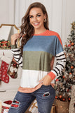 Colorful Striped Cotton Long Sleeve Womens T Shirts