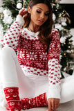White Christmas snowflake long-sleeved knitted sweater LC2722044-1