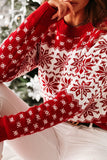 Red Christmas snowflake long-sleeved knitted sweater LC2722044-3
