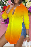 Orange Female long sleeve digital printed shirt LC2552081-14