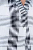 Gray White/Black/Navy/Green/Gray Plaid Print Loose V Neck Short Sleeve Shirt with Slits Striped Print Loose V Neck Short Sleeve Shirt with Slits LC25112064-11