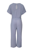 Gray Black/Blue Oh So Glam Belted Wide Leg Jumpsuit LC64520-11