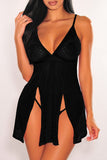 Heart-shape Mesh Cut-out Babydoll with Thong