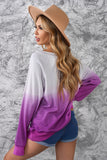 Purple Women's Casual Crewneck Long Sleeve Tie-Dyed Sweatshirt LC252958-8