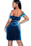 Blue Velvet sexy split gown dress LC2211194-5