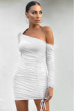 White Sexy mesh pleated dress LC2211196-1