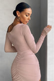 Pink Sexy mesh pleated dress LC2211196-10