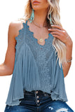 Sky Blue White/Black/Blue/Apricot Lace Splicing Ruffled V Neck Cami Top LC2564992-4
