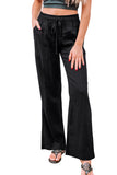 Black Black/Beige/Pink Elastic Waist Wide Leg Casual Pants LC772855-2