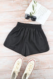 Black Black/Red/Green Satin Elastic Waist Casual Shorts LC73749-2