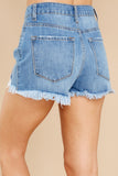 Blue White Distressed Frayed Denim Shorts LC783905-5