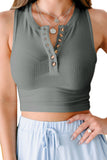 Gray Solid Color Buttons Ribbed Cropped Tank Top LC2565100-11