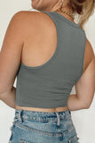 Gray Solid Color Buttons Ribbed Cropped Tank Top LC2565100-11