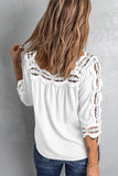 White White/Black/Sky Blue/Blue/Green/Pink/Beige Crochet Trim Hollow-out Blouse LC25112060-1