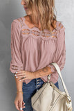 Pink White/Black/Sky Blue/Blue/Green/Pink/Beige Crochet Trim Hollow-out Blouse LC25112060-10