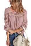 Pink White/Black/Sky Blue/Blue/Green/Pink/Beige Crochet Trim Hollow-out Blouse LC25112060-10