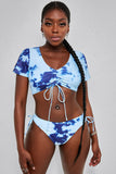 Blue Blue/Pink Tie-Dye Drawstring Bikini LC43697-5