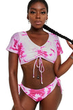 Pink Blue/Pink Tie-Dye Drawstring Bikini LC43697-10