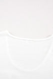 White Solid Pocket Front Scoop Neck Short Sleeve T-shirt LC25213432-1