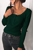 Green White/Black/Gray/Khaki Lace Knitted Buttoned Long Sleeve Sweater LC2518381-9
