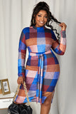 Multicolor New sexy fashion plaid print split dress LC2210936-22