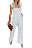 White White/Black/Red/Blue/Apricot Flutter Sleeve Smocked Wide Leg Jumpsuit LC643773-1