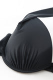 Black 1/22Floral Print Halter Backless Bikini Swimsuit with Sarong 2Solid Halter Backless Bikini Swimsuit with Sarong LC413671-2