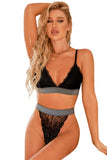 Black White/Black Wide Elastic Band Lace Bra and Panty Set LC35840-2