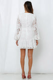White White/Black/Orange/Apricot Wrap V Neck Lace Bubble Sleeve Mini Dress LC2211080-1