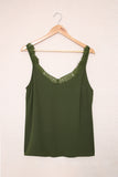 Green White/Black/Green/Orange Solid Lace Splicing Sleeveless Top LC2564991-9