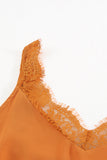 Orange White/Black/Green/Orange Solid Lace Splicing Sleeveless Top LC2564991-14