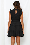 Black Frilled Neck Sleeveless Tiered Tulle Dress LC2211603-2